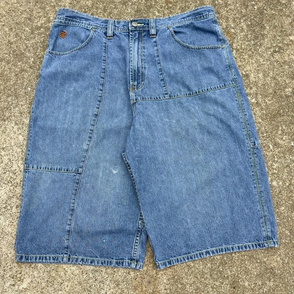 Vintage 2000s Rocawear Denim Shorts Y2K Hip Hop Wide Leg Blue Mens 38 (g5)